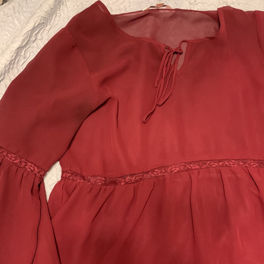 Burgundy / Wine Red Sheer Top